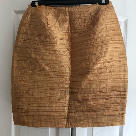 VINTAGE GOLD METALLIC SKIRT PENCIL SKIRT - Picture 4 of 7